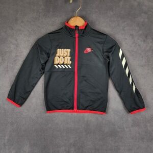 Nike Kids Just Do It 72 Track Jacket Black Red Full Zip Mock Neck 4T K339-023